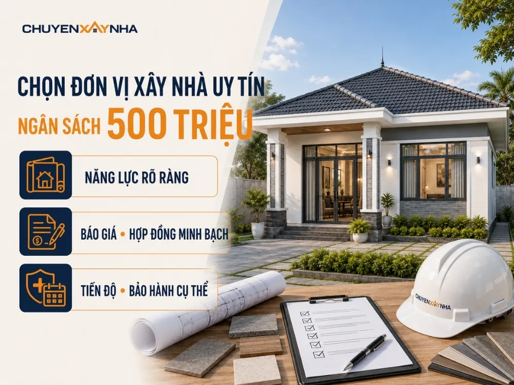 Đơn vị thiết kế và thi công nhà cấp 4 giá 500 triệu uy tín