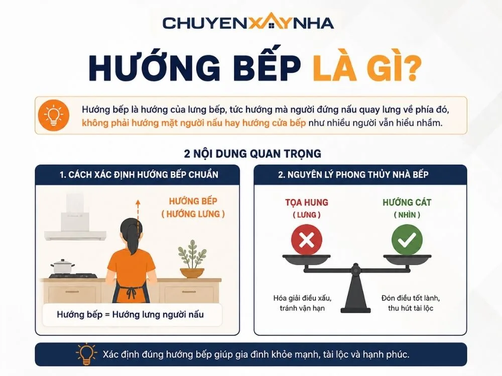 Hướng bếp là hướng của lưng bếp