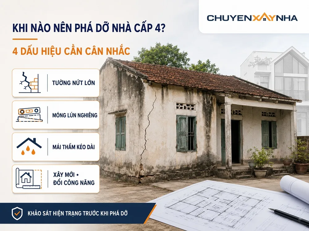 Nên phá dỡ nhà cấp 4 khi công trình đã xuống cấp nghiêm trọng