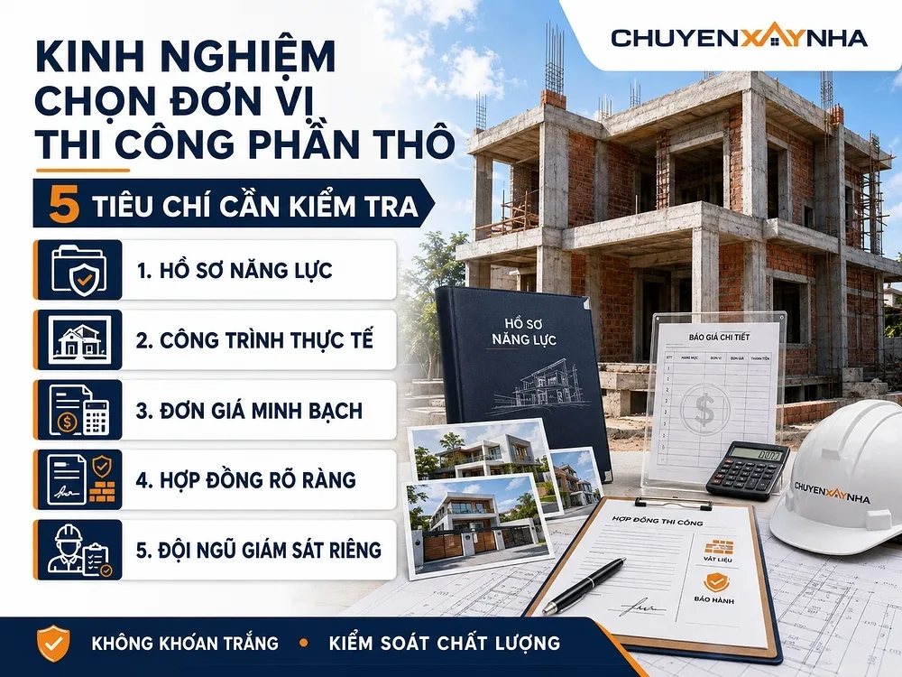 Kinh nghiệm lựa chọn đơn vị thi công phần thô