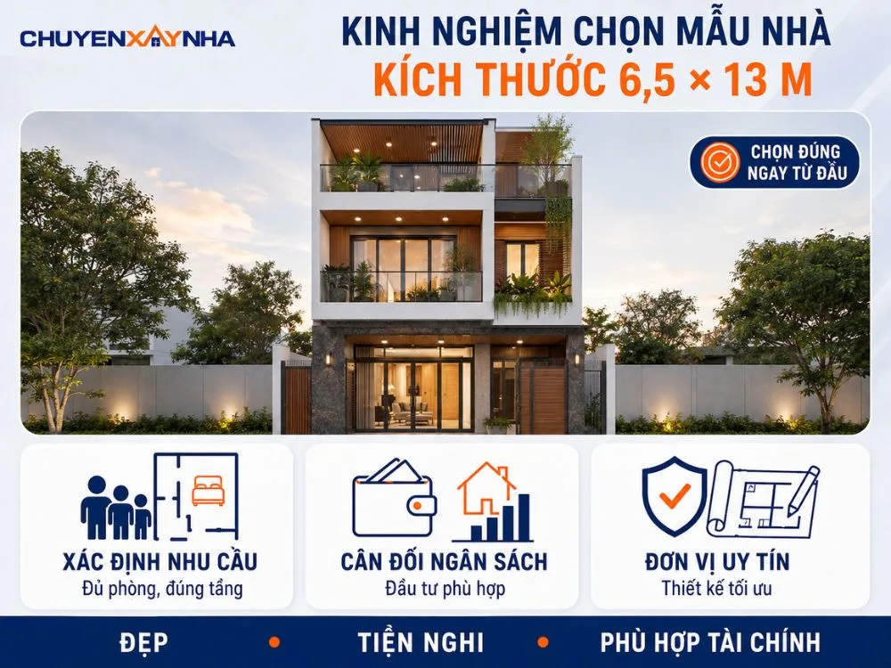 Kinh nghiệm chọn mẫu nhà 6.5x13m phù hợp