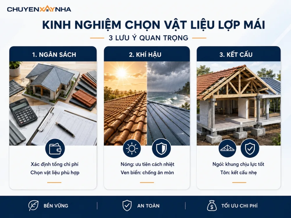 Kinh nghiệm lưu ý khi chọn vật liệu lợp mái