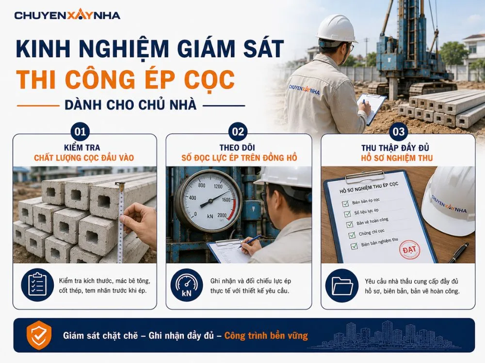 Kinh nghiệm giám sát thi công ép cọc dành cho chủ nhà