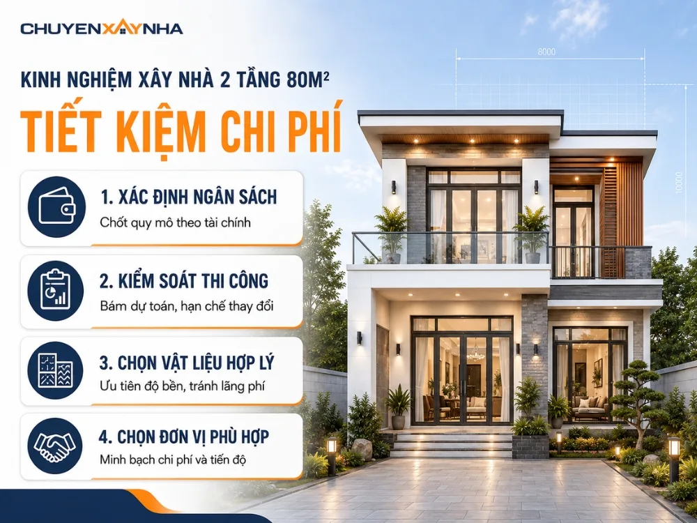 Kinh nghiệm xây nhà 2 tầng 80m2 tiết kiệm chi phí