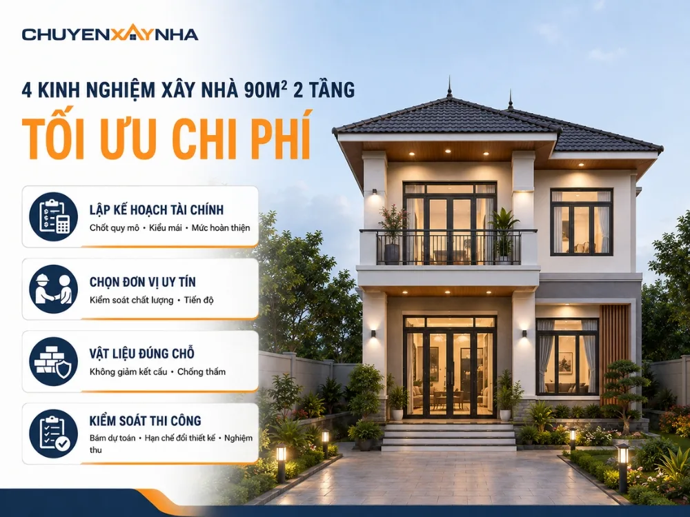 Kinh nghiệm xây nhà 90m2 2 tầng tối ưu chi phí