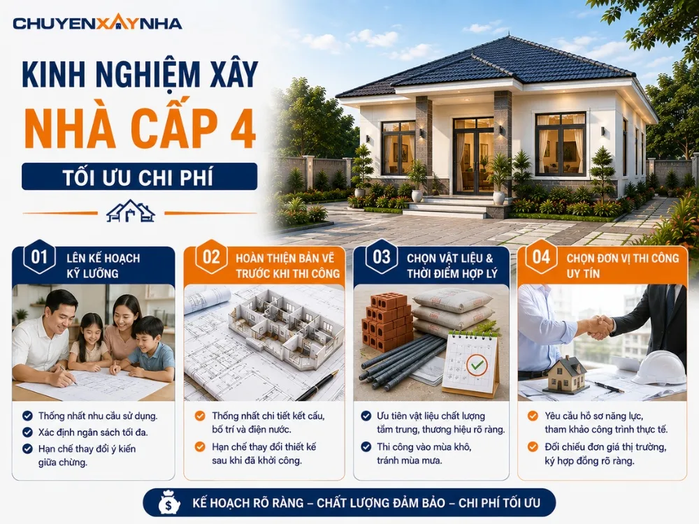 Kinh nghiệm xây nhà cấp 4 tối ưu chi phí