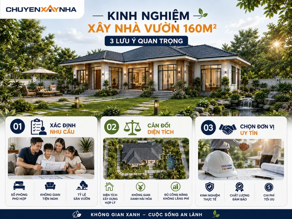 Kinh nghiệm lưu ý khi xây nhà vườn 160m2