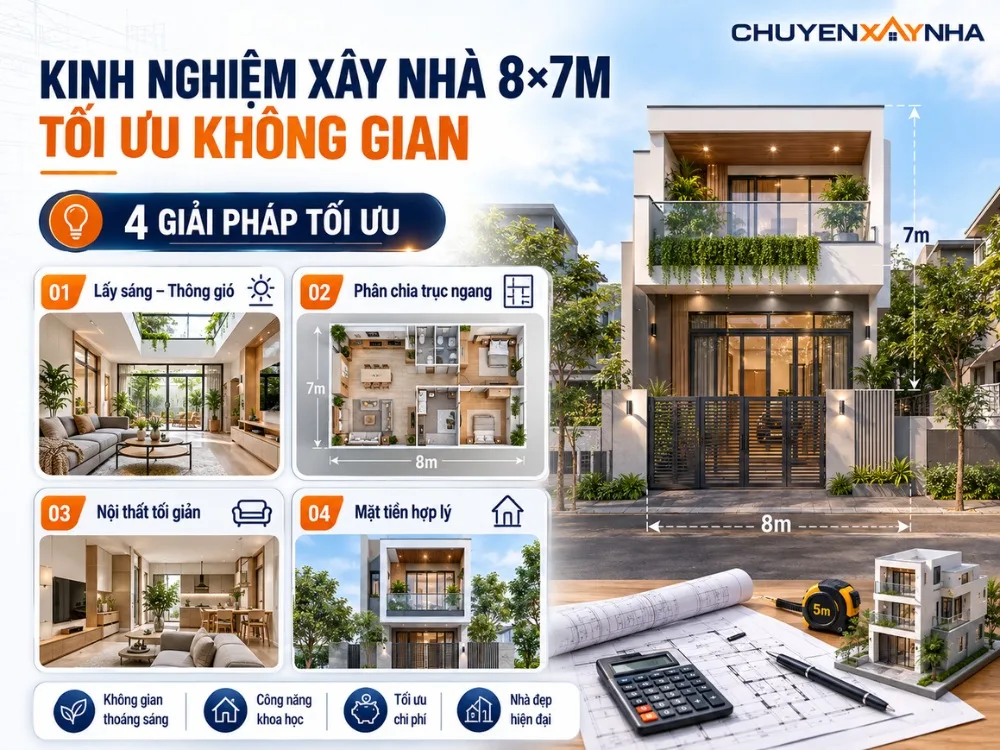 Kinh nghiệm xây nhà 8x7m tối ưu không gian