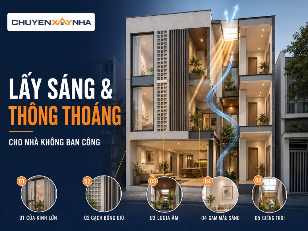 Giải pháp lấy sáng và thông thoáng cho nhà không ban công