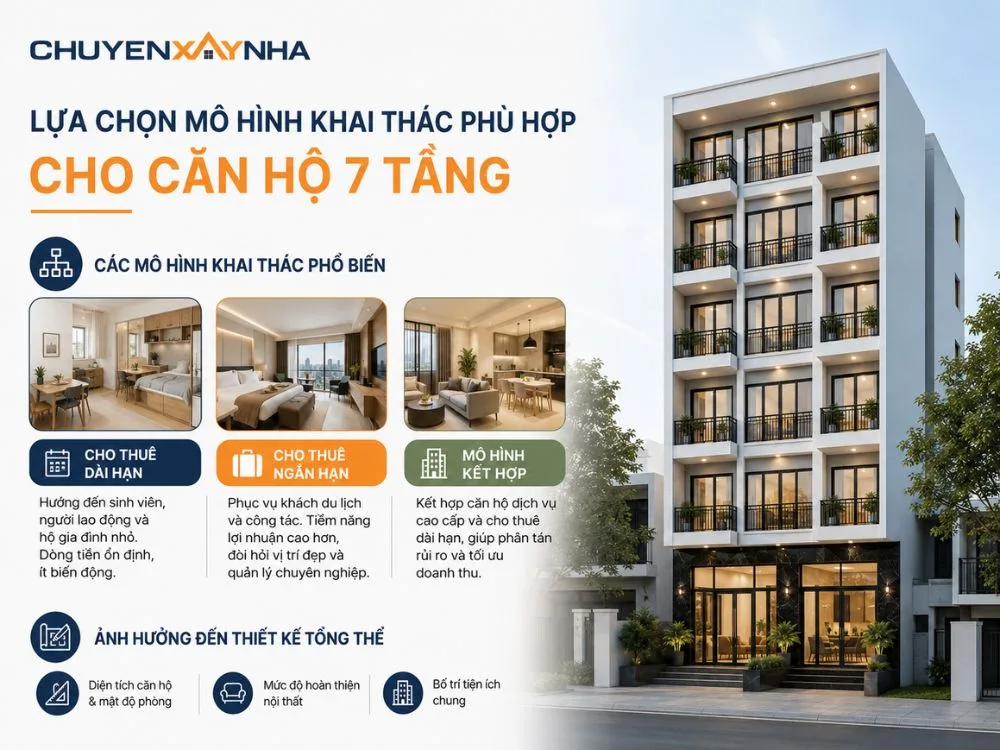 Lựa chọn mô hình khai thác phù hợp cho căn hộ 7 tầng