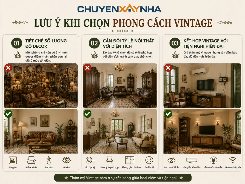 Lưu ý khi lựa chọn phong cách Vintage cho ngôi nhà