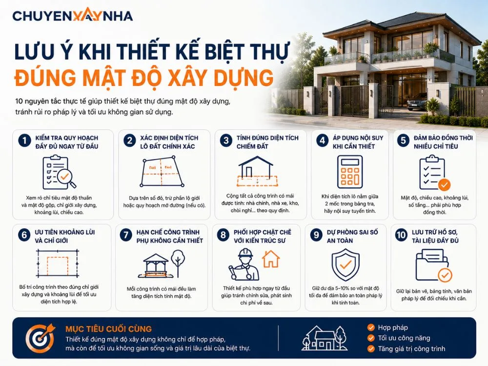 Lưu ý khi thiết kế biệt thự đúng mật độ xây dựng