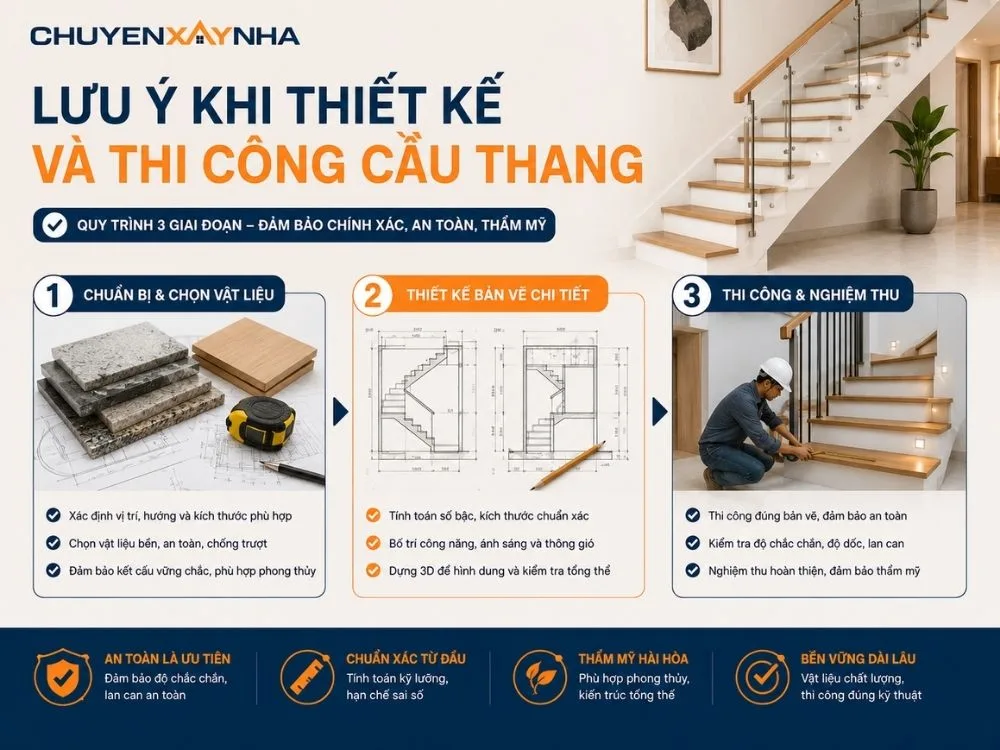 Lưu ý khi thiết kế và thi công cầu thang
