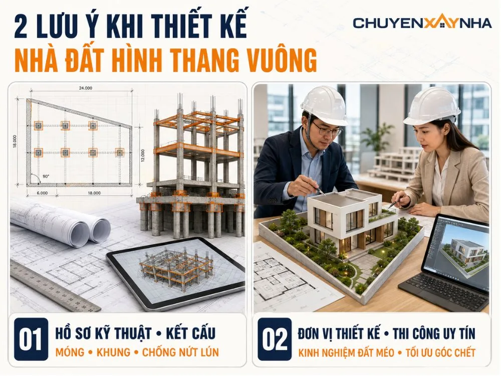 Lưu ý khi thiết kế nhà đất hình thang vuông