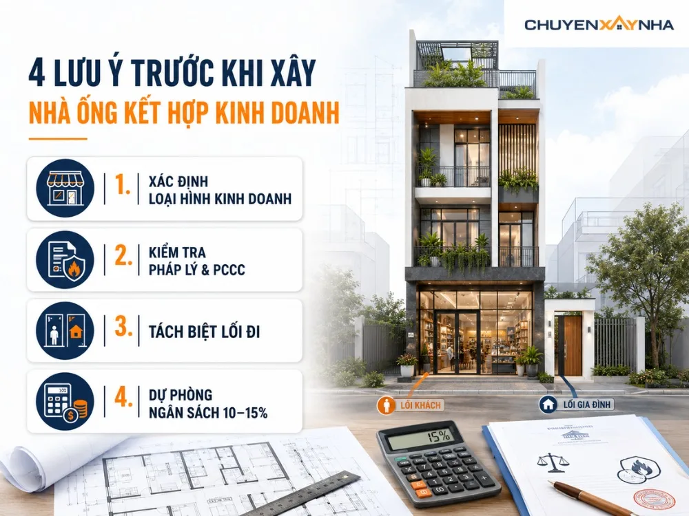 Lưu ý quan trọng trước khi xây nhà ống kết hợp kinh doanh