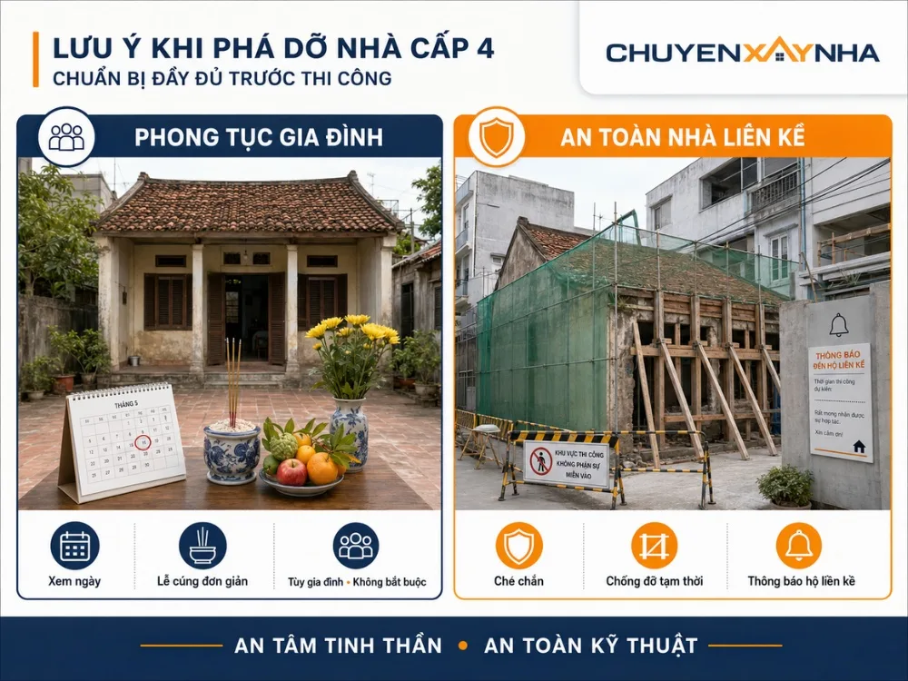 Những lưu ý quan trọng khi phá dỡ nhà cấp 4