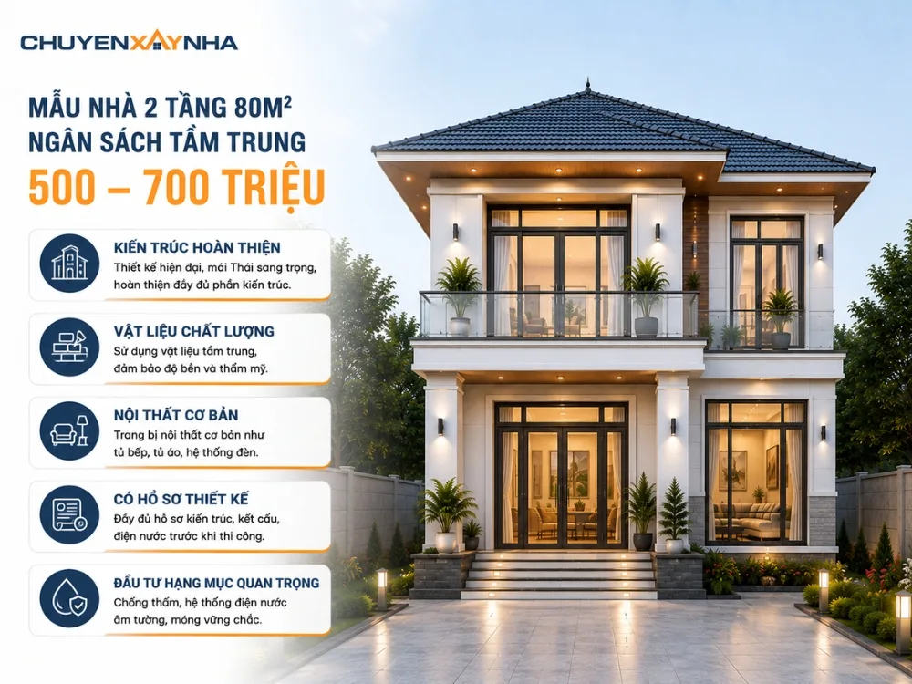 Mẫu nhà tầm trung từ 500 đến 700 triệu