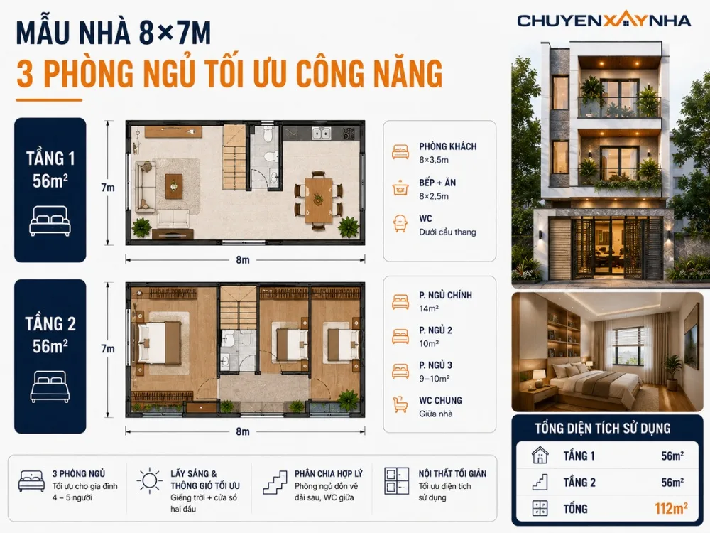 Mẫu nhà 3 phòng ngủ