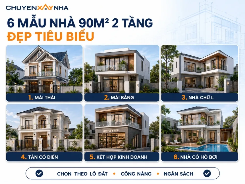 Các mẫu thiết kế nhà 90m2 2 tầng đẹp tiêu biểu