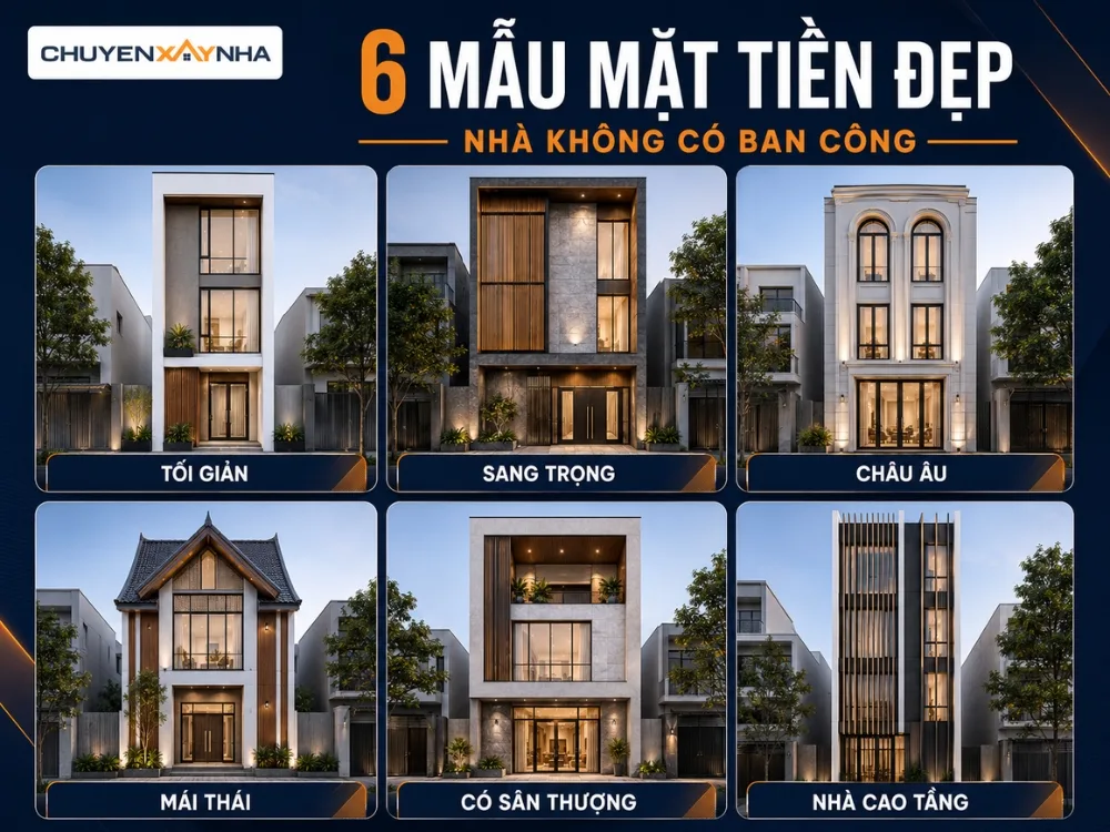 Các mẫu mặt tiền nhà không có ban công đẹp