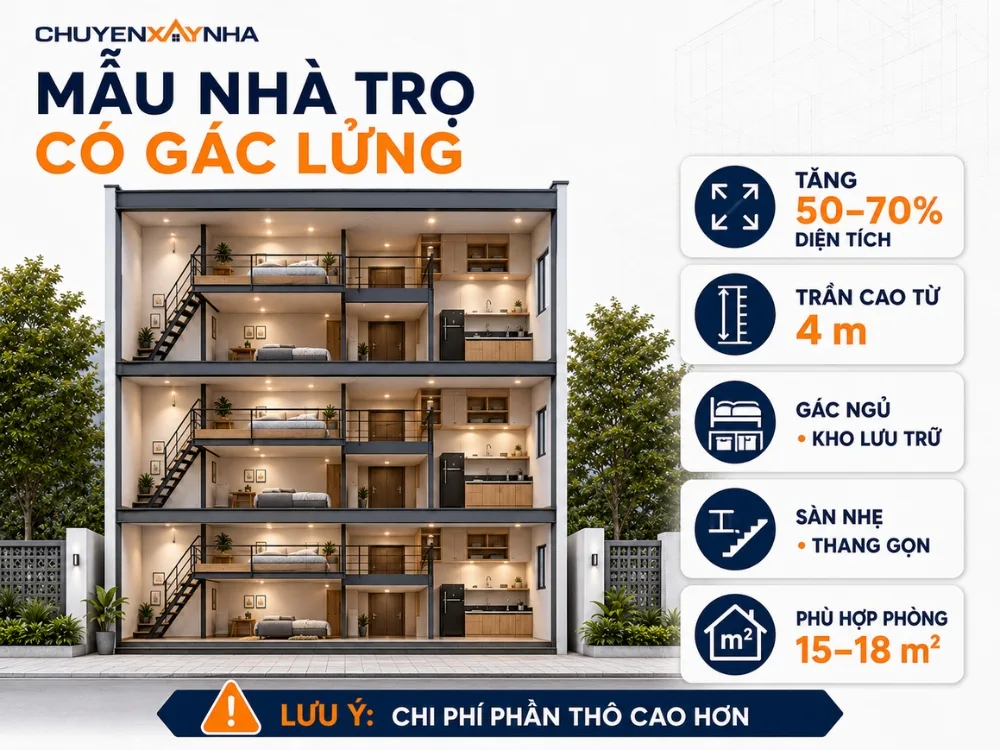 Mẫu nhà trọ có gác lửng
