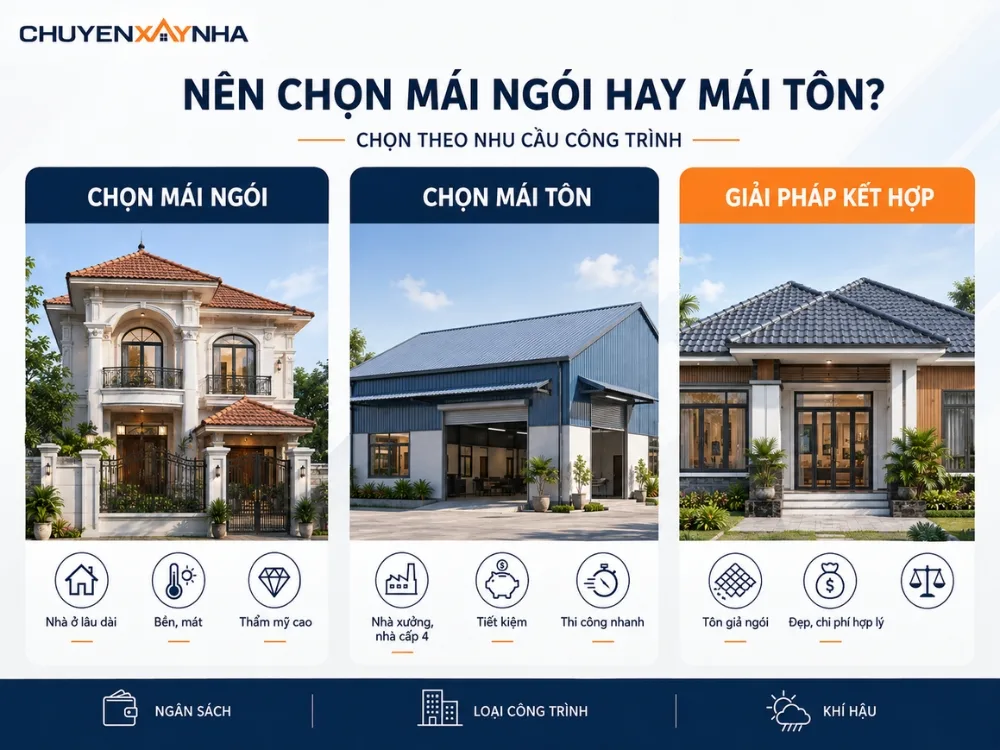 Nên chọn mái ngói hay mái tôn