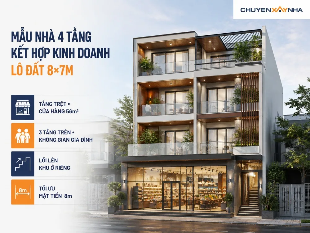 Mẫu nhà 4 tầng kết hợp kinh doanh