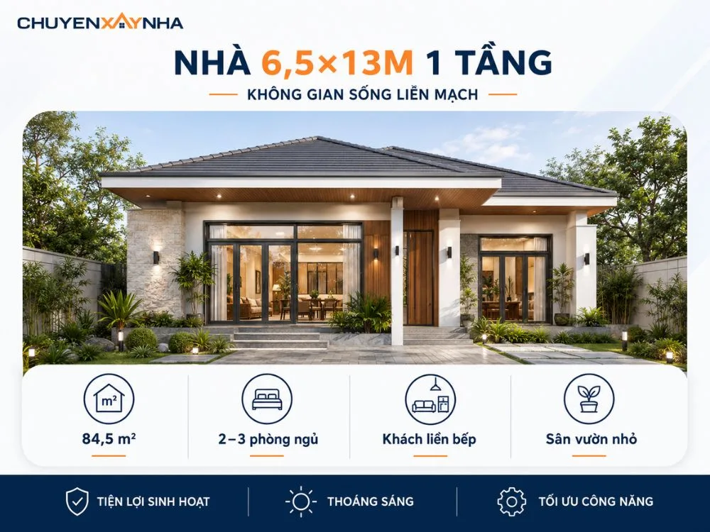 Nhà 6.5x13m 1 tầng