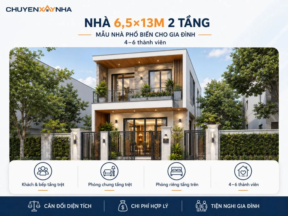 Nhà 6.5x13m 2 tầng