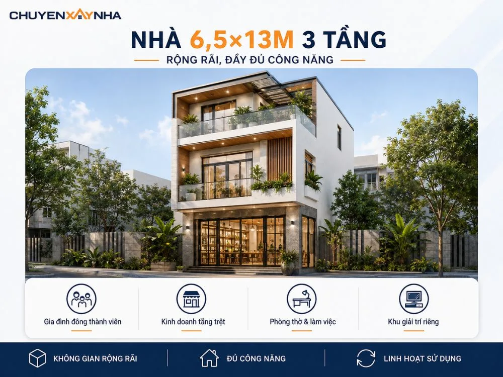 Nhà 6.5x13m 3 tầng