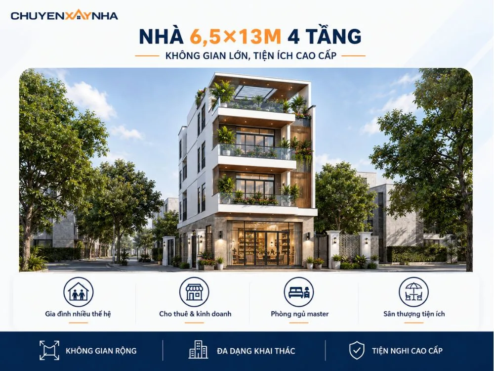 Nhà 6.5x13m 4 tầng