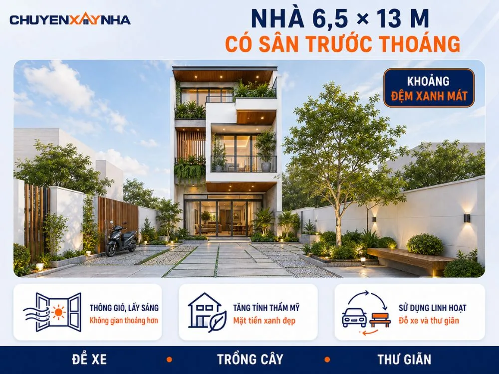 Nhà 6.5x13m có sân trước