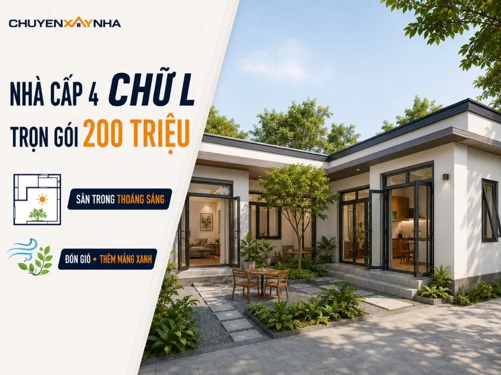 Nhà cấp 4 trọn gói 200 triệu chữ L