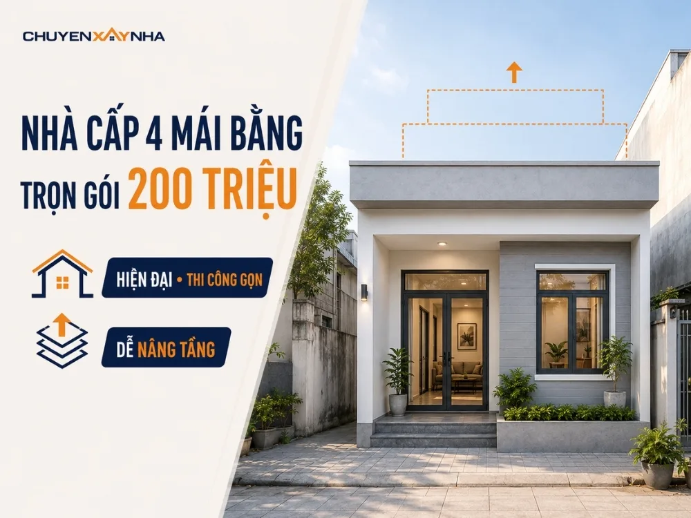 Nhà cấp 4 trọn gói 200 triệu mái bằng