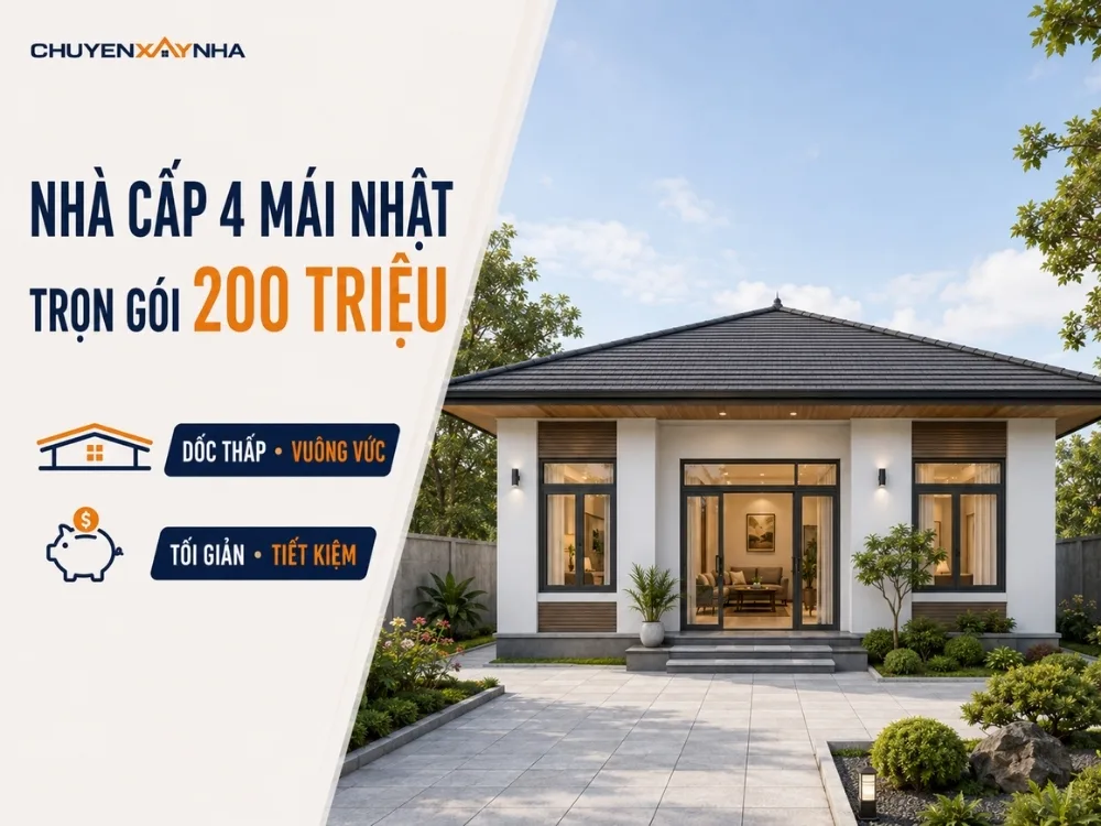 Nhà cấp 4 trọn gói 200 triệu mái nhật