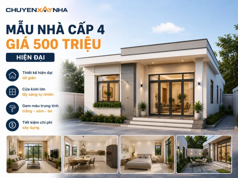 Mẫu nhà cấp 4 giá 500 triệu hiện đại