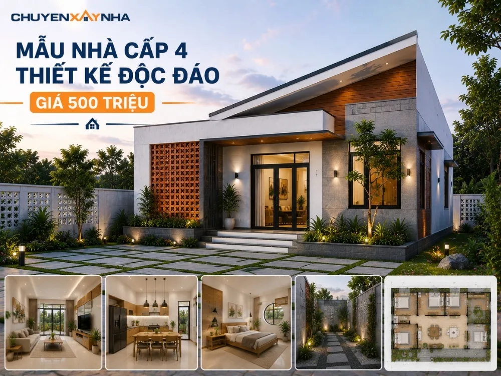 Mẫu nhà cấp 4 giá 500 triệu thiết kế độc đáo