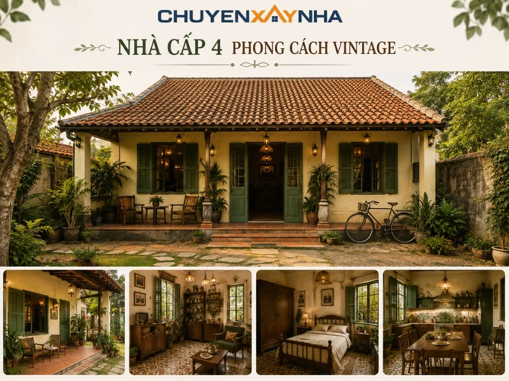 Mẫu nhà cấp 4 phong cách Vintage