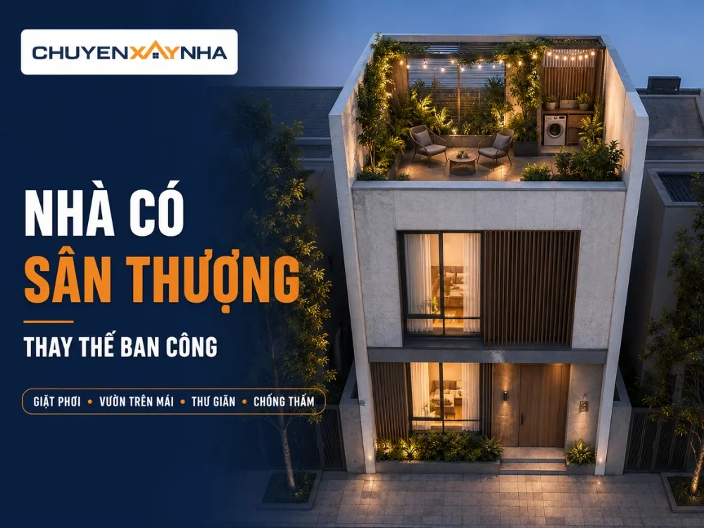 Mẫu nhà kết hợp sân thượng