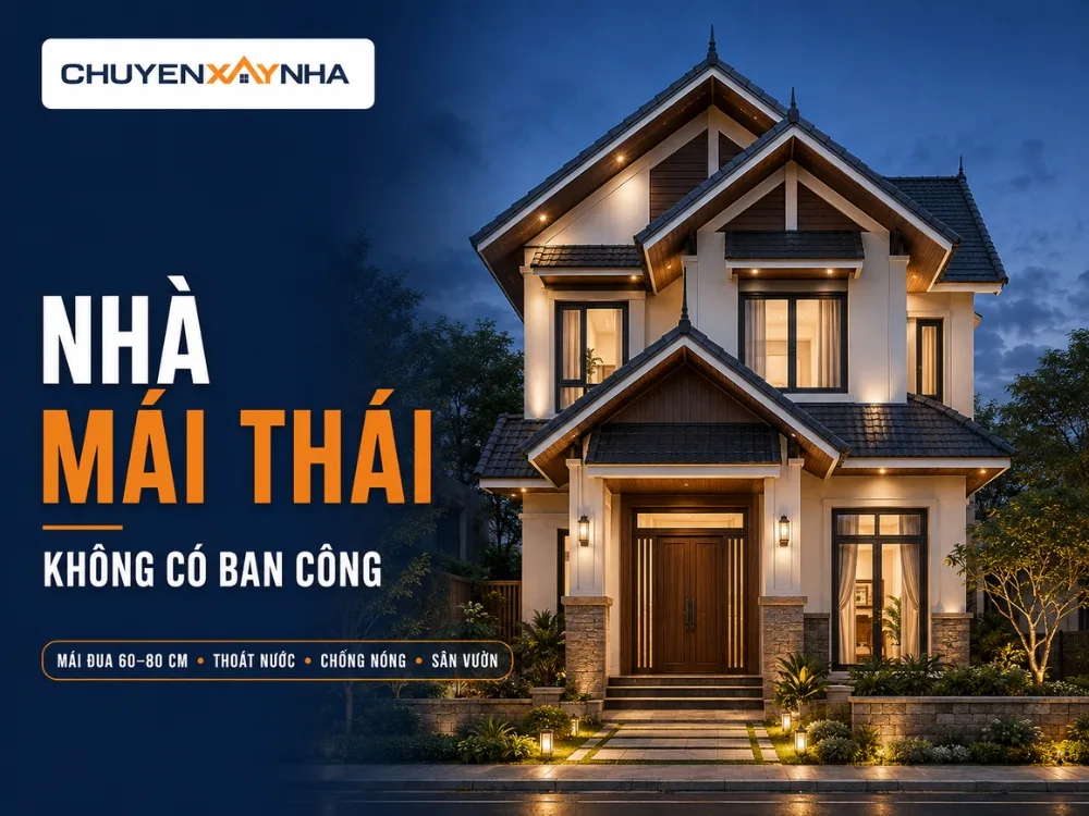Mẫu nhà không ban công mái Thái