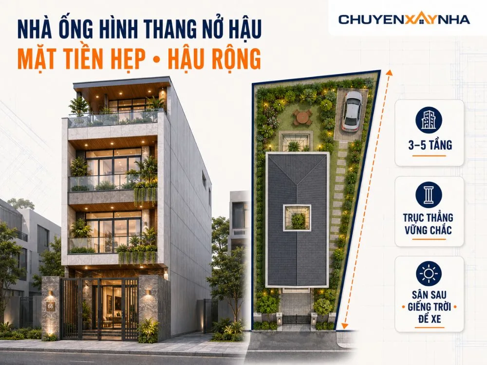 Mẫu nhà ống hình thang nở hậu