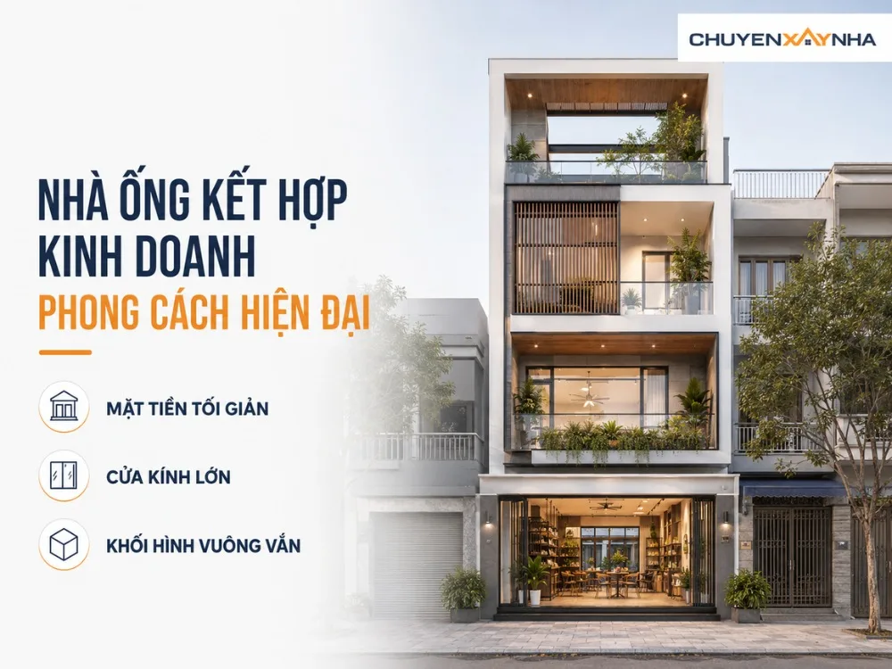 Mẫu nhà ống kết hợp kinh doanh phong cách hiện đại