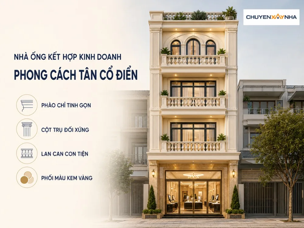 Mẫu nhà ống kết hợp kinh doanh phong cách tân cổ điển