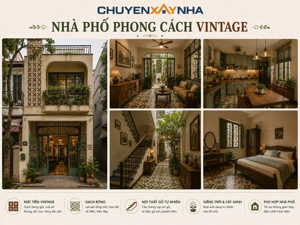 Mẫu nhà phố phong cách Vintage