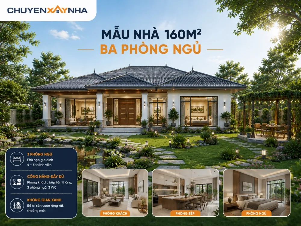 Mẫu nhà 160m2 ba phòng ngủ