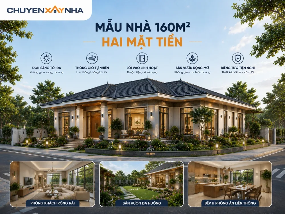 Mẫu nhà 160m2 hai mặt tiền