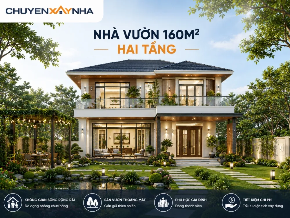 Nhà vườn 160m2 hai tầng