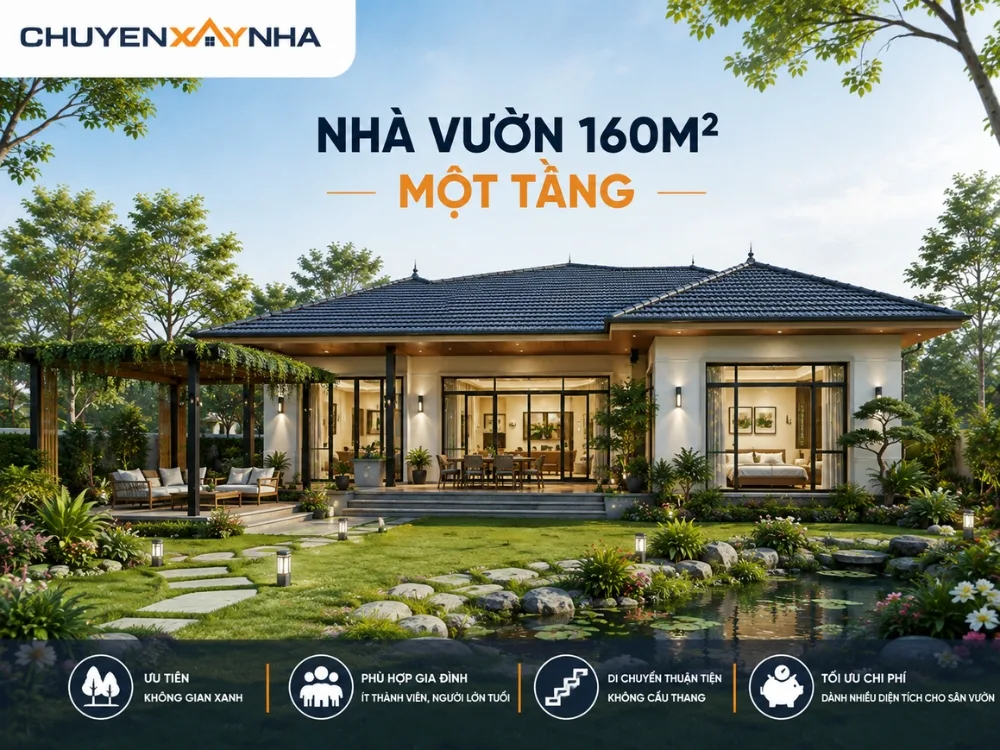 Nhà vườn 160m2 một tầng