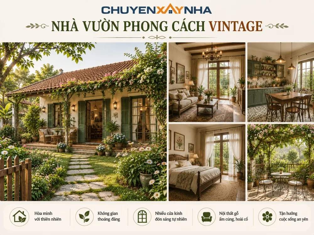Mẫu nhà vườn phong cách Vintage