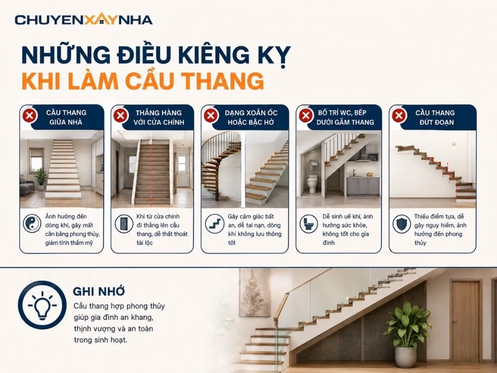 Những điều kiêng kỵ khi làm cầu thang